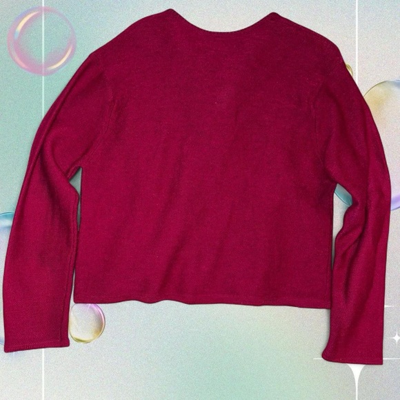 vtg 90s merona 100% wool high quality zip up cardigan, sz lg, can fit md - Picture 5 of 6